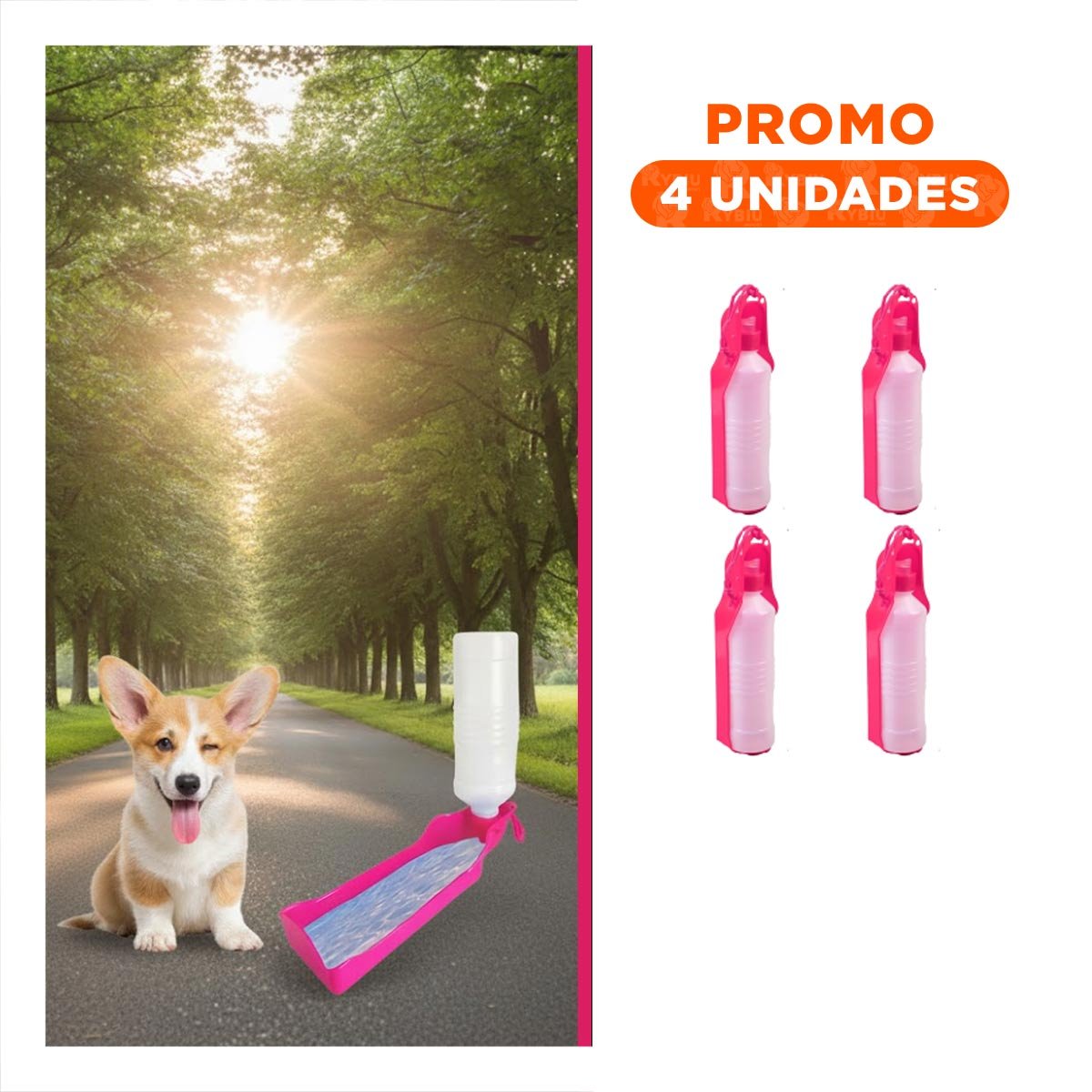 PACK4 ENVASE COMPACTO ROSADO PARA PERRO CON SISTEMA INTEGRADO Y FACIL USO Y+REGALO STICKER - 1