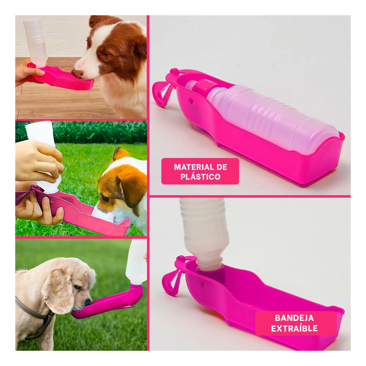 PACK4 ENVASE COMPACTO ROSADO PARA PERRO CON SISTEMA INTEGRADO Y FACIL USO Y+REGALO STICKER - 2