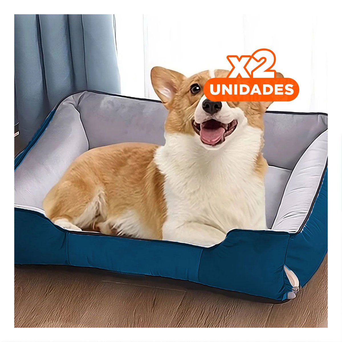 PACK2 COLCHONETA PARA PERRO BASE LIVIANA FACIL DE TRASLADAR TALLA L AZUL Y+REGALO STICKER - 1