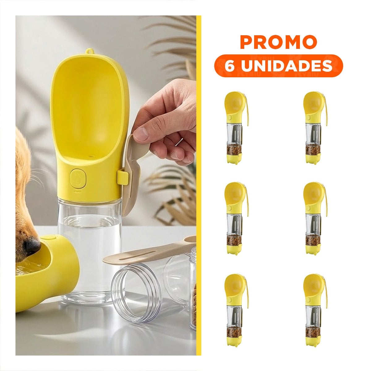 PACK6 SISTEMA PORTATIL 4 EN 1 DISPENSADOR CON BOLSITA AMARILLO MEDIANO - 1