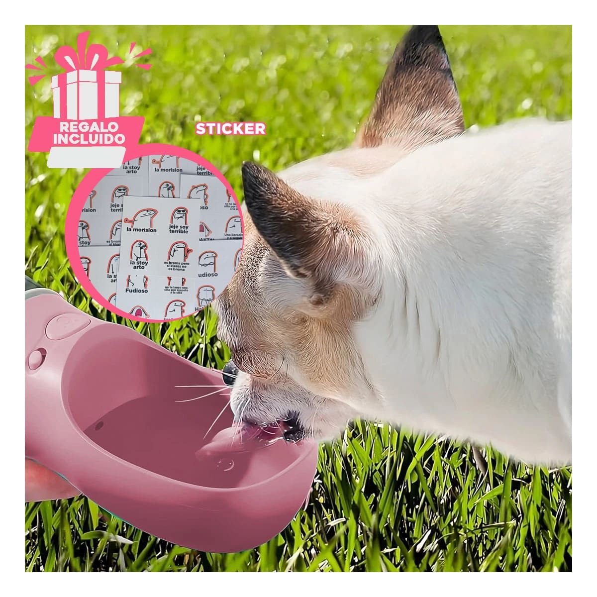 ACCESORIO 4 EN 1 DISPENSADOR CON BOLSITA ROSADO MEDIANO PARA USO EXTERIOR Y+REGALO STICKER - 1
