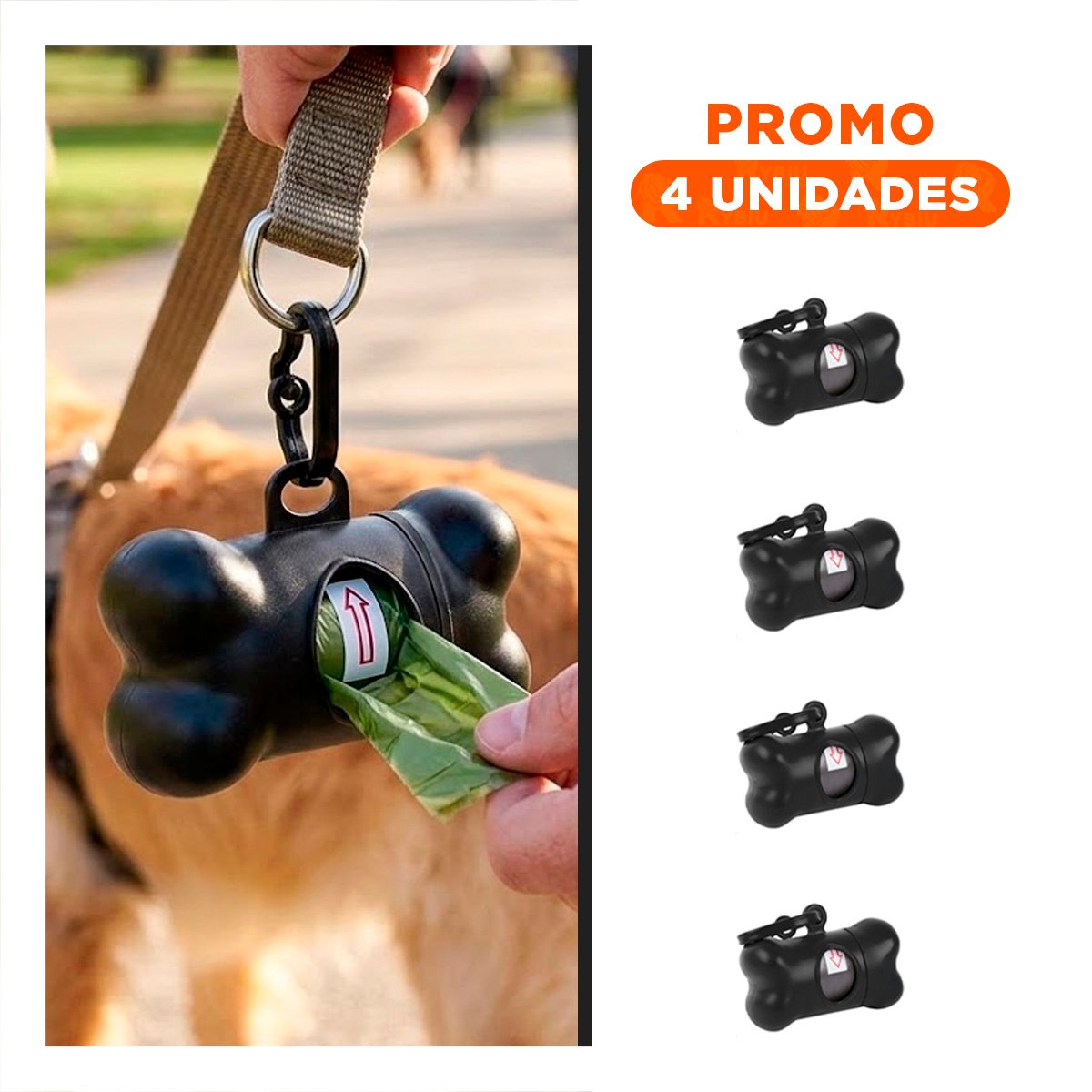 PACK4 MODULO HIGIENICO CON BOLSA DE DESECHO Y PROTECTOR TIPO HUESO NEGRO Y+REGALO STICKER - 1