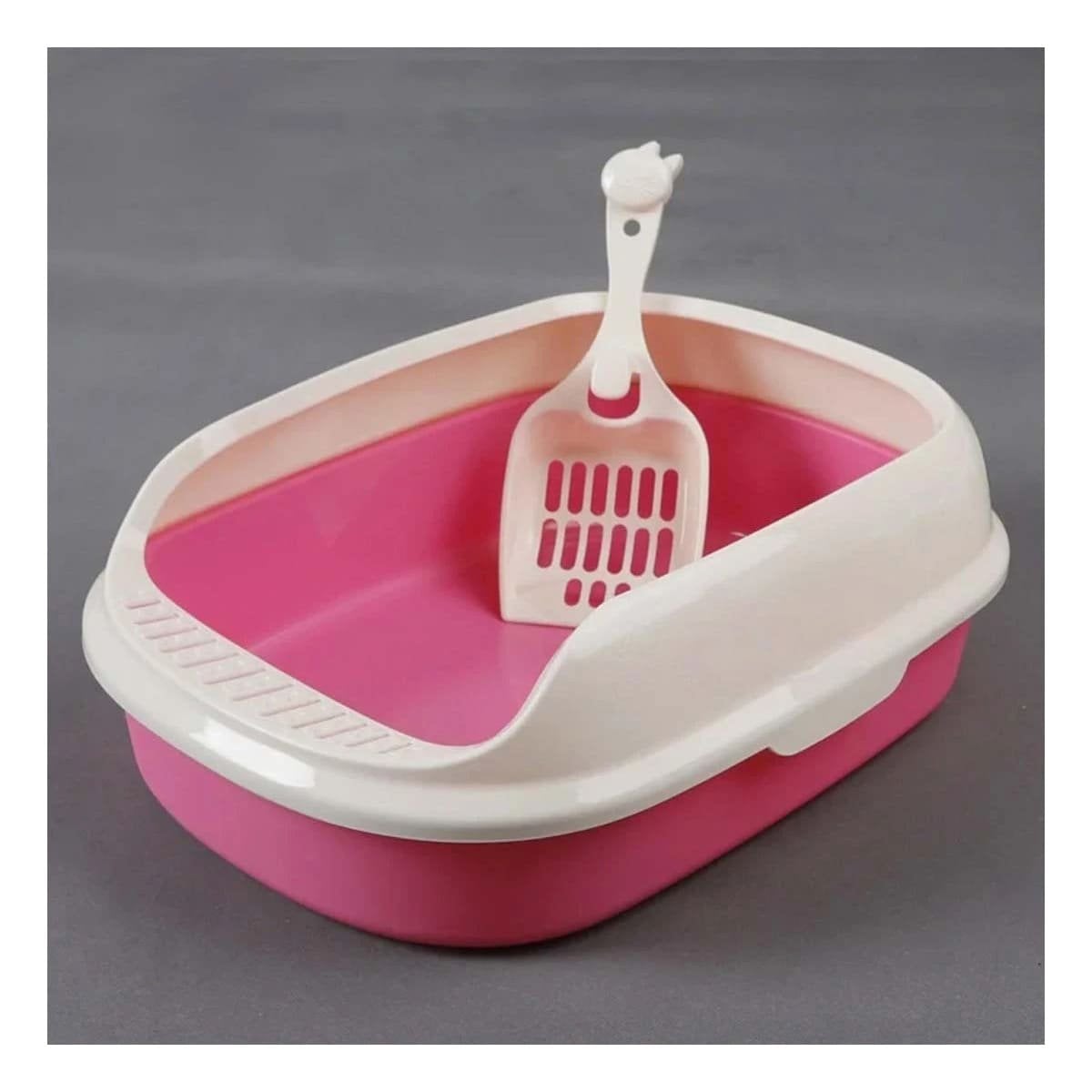 PACK2 BANDEJA ROSADO PARA GATO CON LADOS MEDIOS ALTOS MAS PALA CERNIDORA - 2