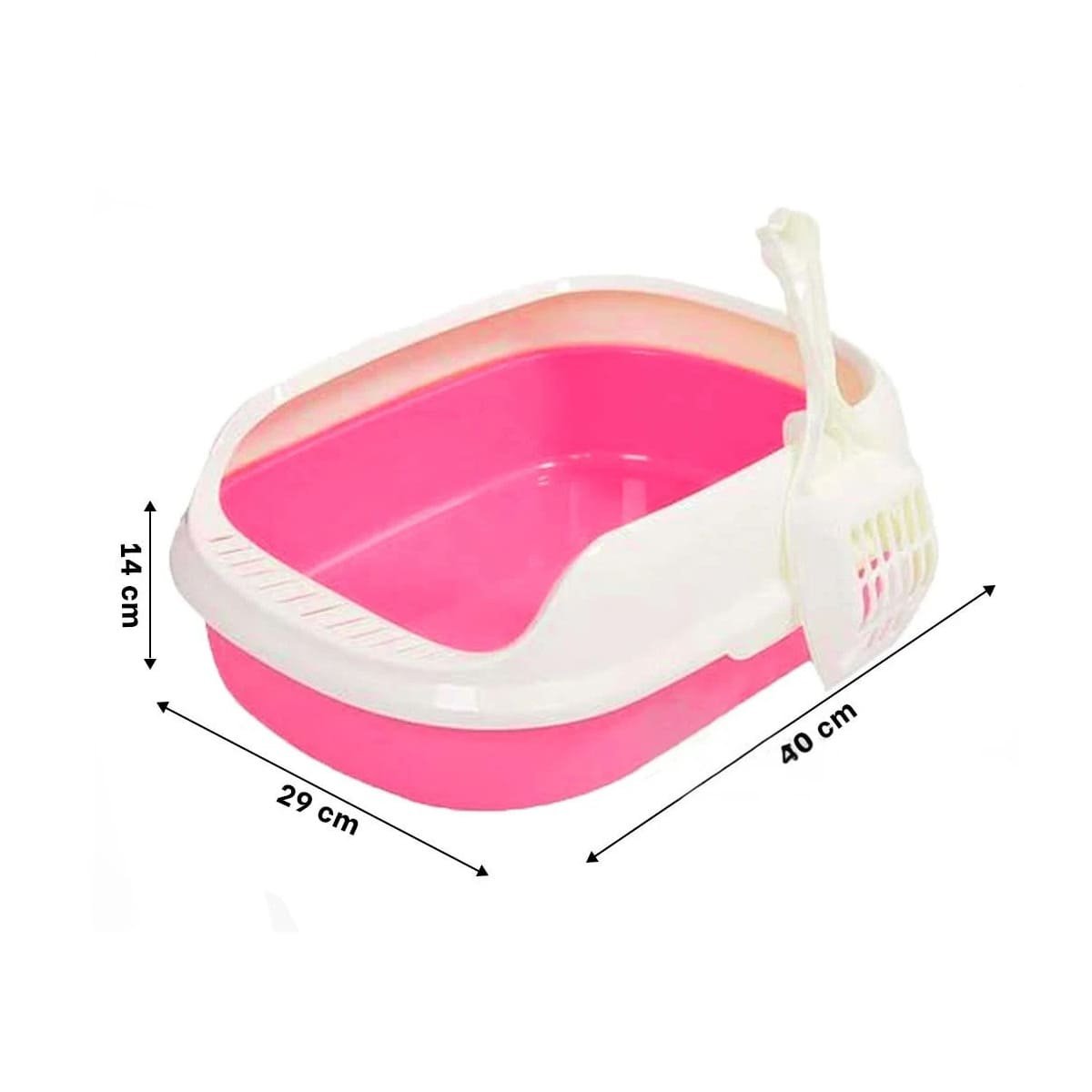 PACK2 BANDEJA ROSADO PARA GATO CON LADOS MEDIOS ALTOS MAS PALA CERNIDORA - 4