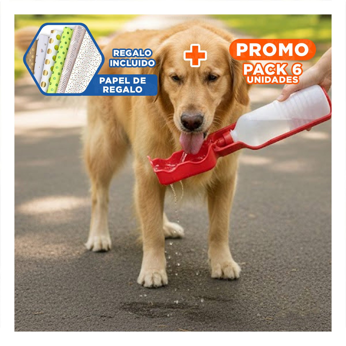 PACK6 DEPOSITO COMPACTO ROJO PARA MASCOTA CON FUNCION PRACTICA EN SALIDAS Y+PAPEL REGALO - 1