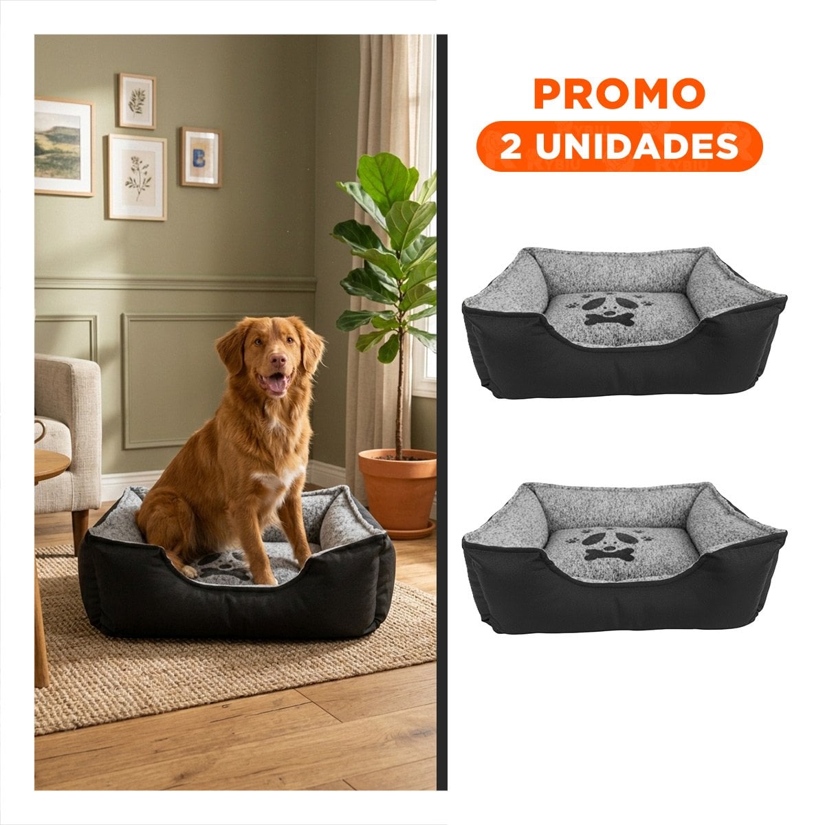 PACK2 COLCHONETA PARA PERRO CON ESPUMA FLEXIBLE Y LIGERA TALLA L NEGRO - 1