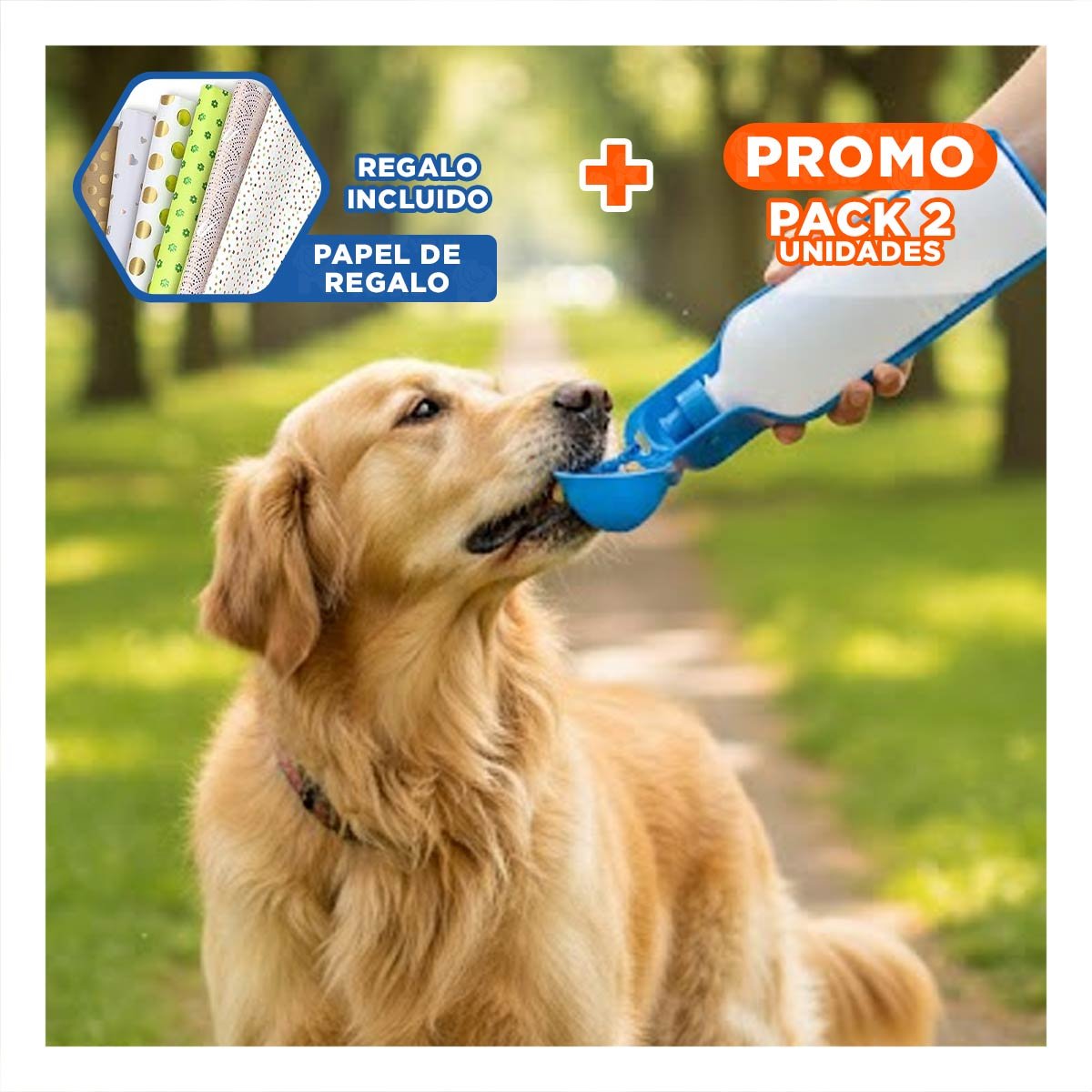 PACK2 PRODUCTO COMPACTO CELESTE PARA MASCOTA CON DISPENSADOR PRACTICO DIARIO Y+PAPEL REGALO - 1