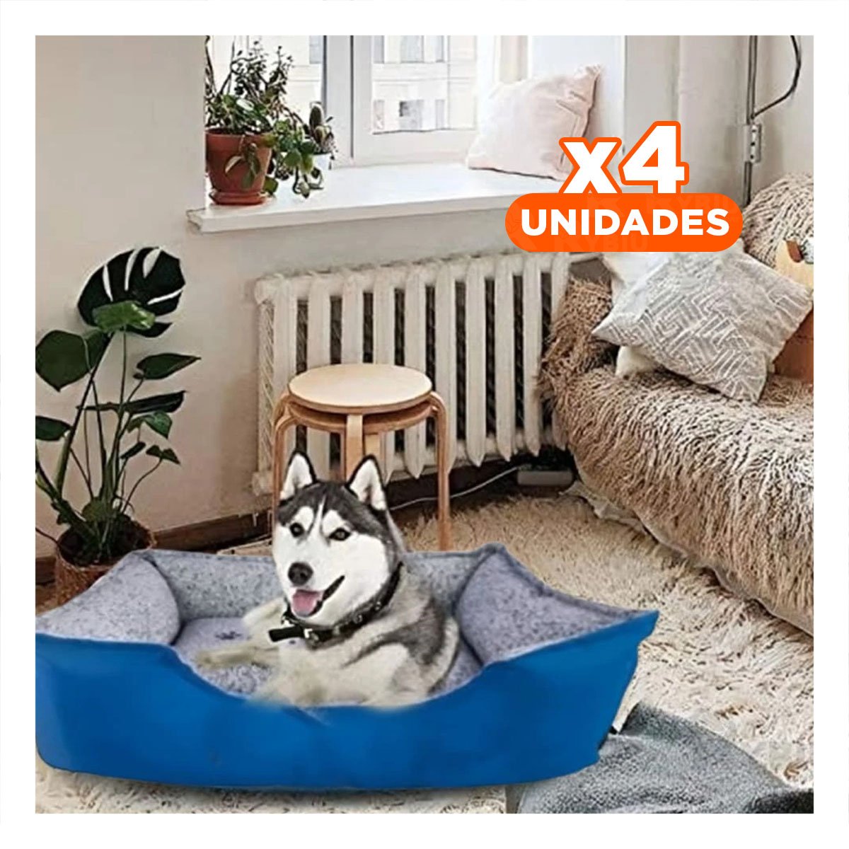 PACK4 COLCHONETA PARA PERRO USO DIARIO EN SALA O DORMITORIO TALLA L AZUL - 1