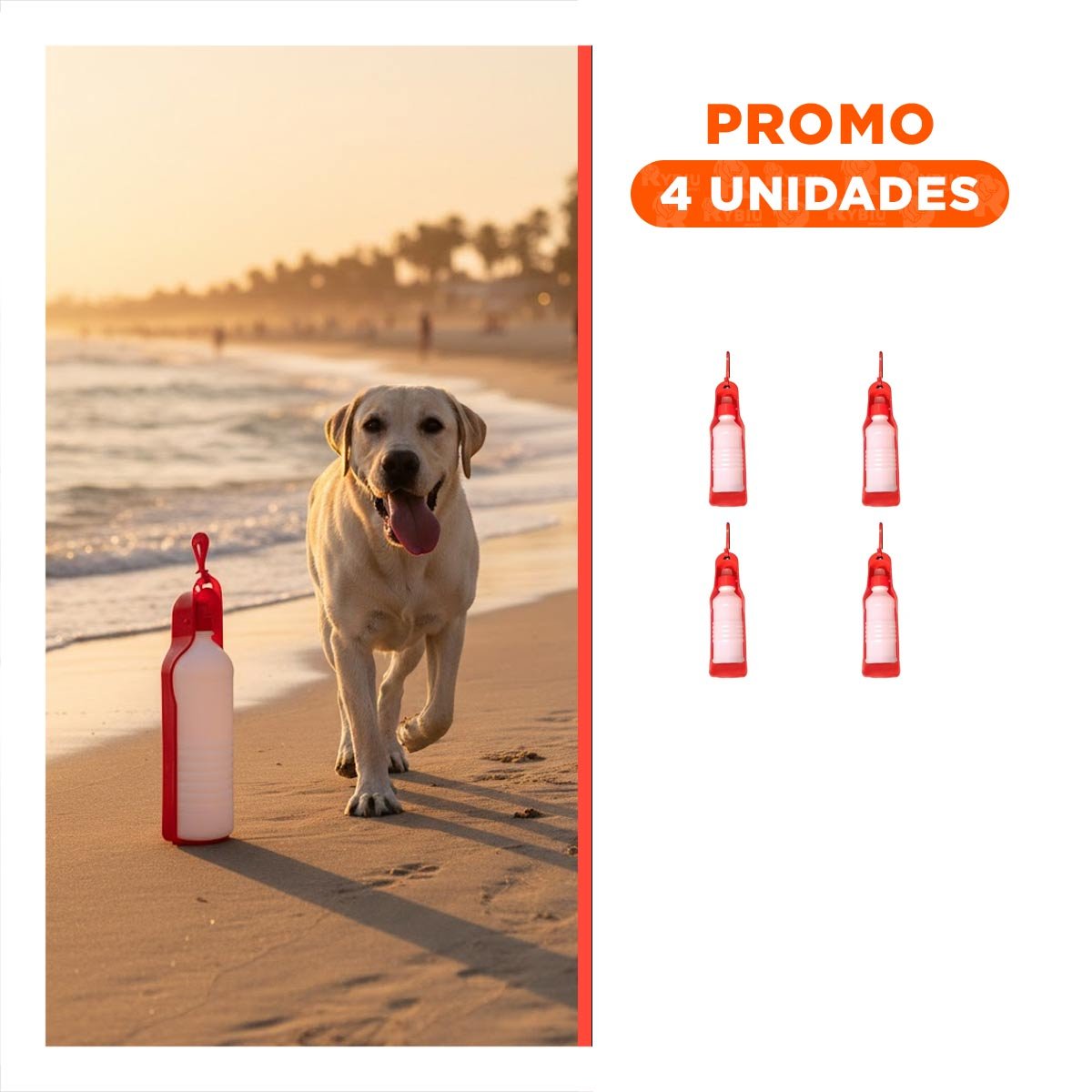 PACK4 CONTENEDOR COMPACTO ROJO PARA MASCOTA CON USO DIARIO EN EXTERIORES Y+REGALO STICKER - 1