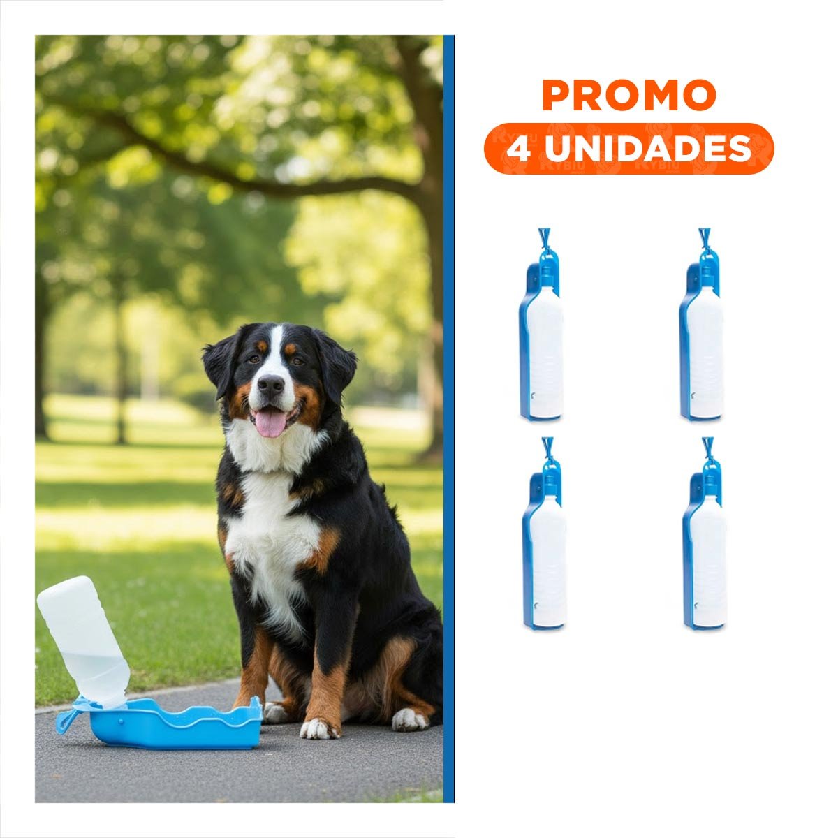 PACK4 CONTENEDOR COMPACTO CELESTE PARA MASCOTA CON USO DIARIO EN EXTERIORES Y+REGALO STICKER - 1