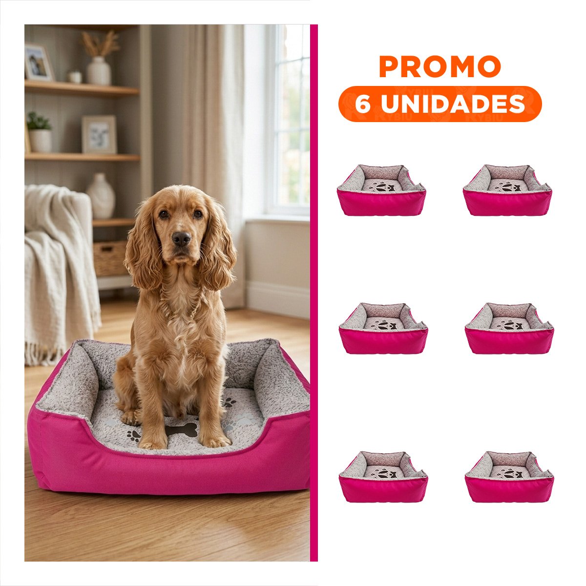 PACK6 COLCHON PARA MASCOTA SUPERFICIE SUAVE QUE FAVORECE EL RELAX TALLA L FUCSIA - 1