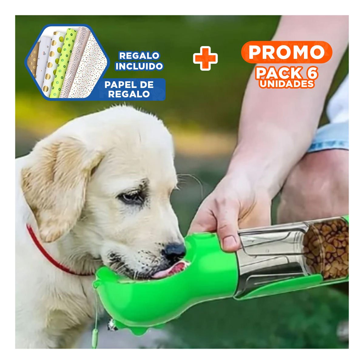 PACK6 HERRAMIENTA 4 EN 1 DISPENSADOR CON BOLSITA VERDE MEDIANO COMPACTO Y+PAPEL REGALO - 1
