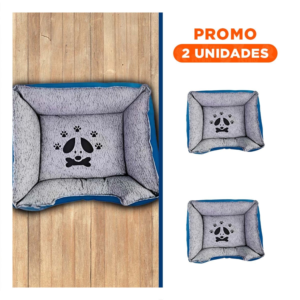 PACK2 COLCHONETA PARA PERRO CON ESPUMA FLEXIBLE Y SOPORTE UNIFORME TALLA L AZUL - 1