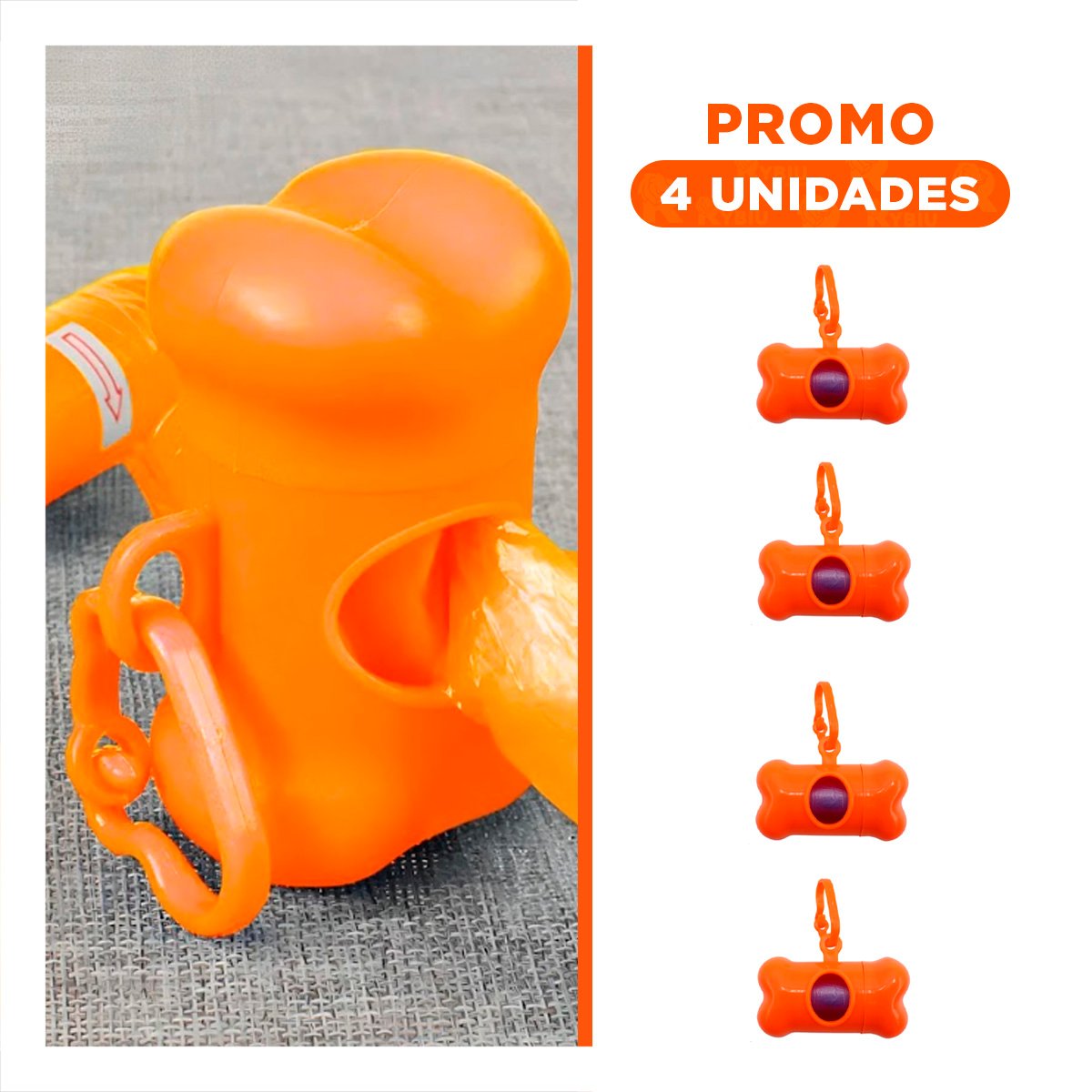 PACK4 SISTEMA PORTATIL CON BOLSA DE DESECHO Y PROTECTOR TIPO HUESO ANARANJADO Y+REGALO STICKER - 1