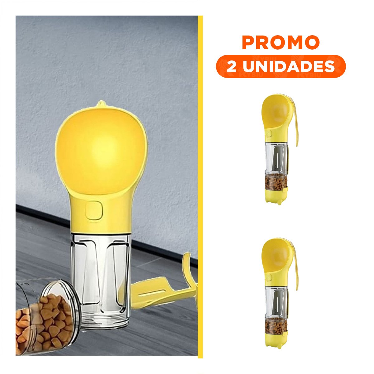 PACK2 CONTENEDOR PORTATIL 4 EN 1 DISPENSADOR CON BOLSITA AMARILLO MEDIANO - 1