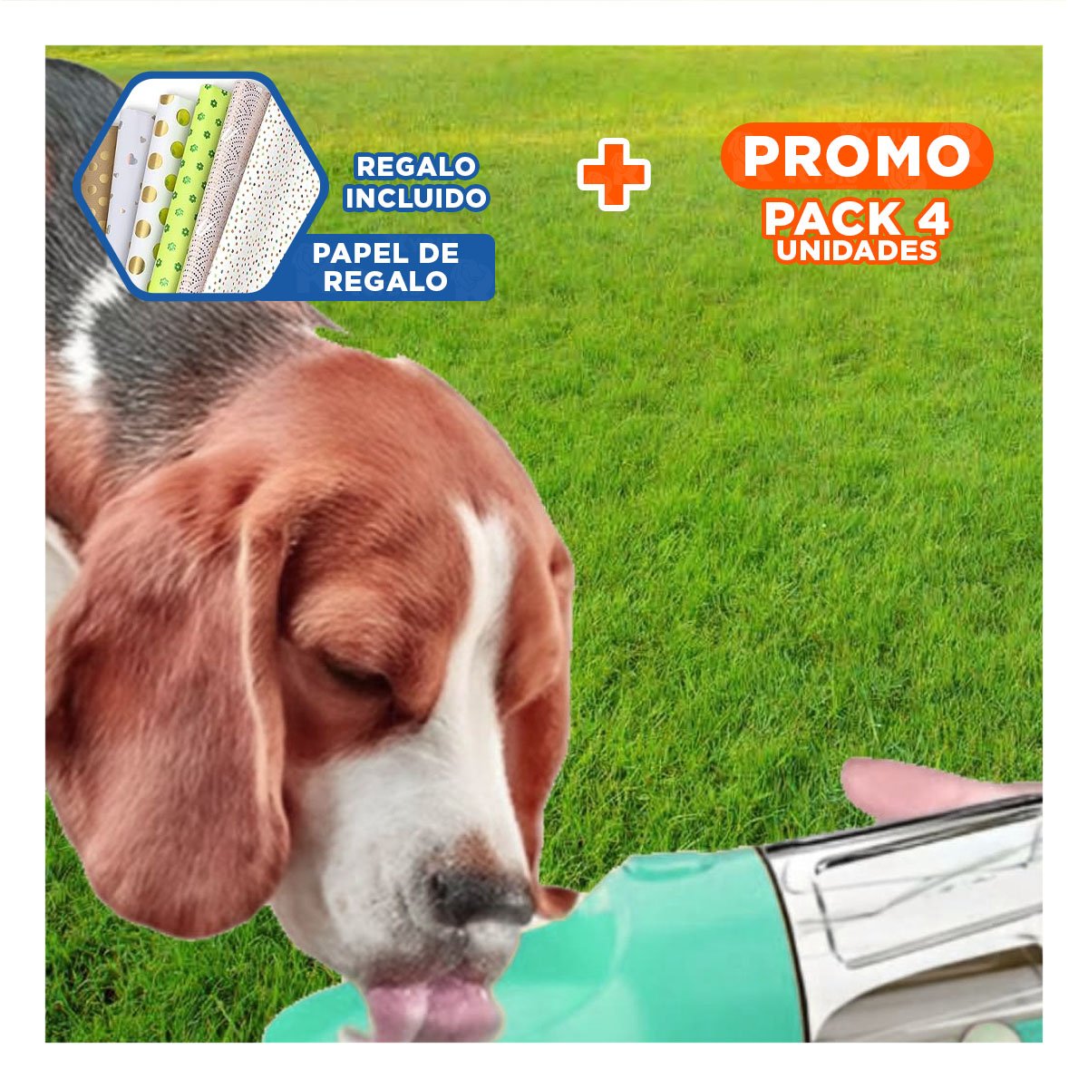 PACK4 KIT PORTATIL 4 EN 1 DISPENSADOR CON BOLSITA CELESTE MEDIANO Y+PAPEL REGALO - 1