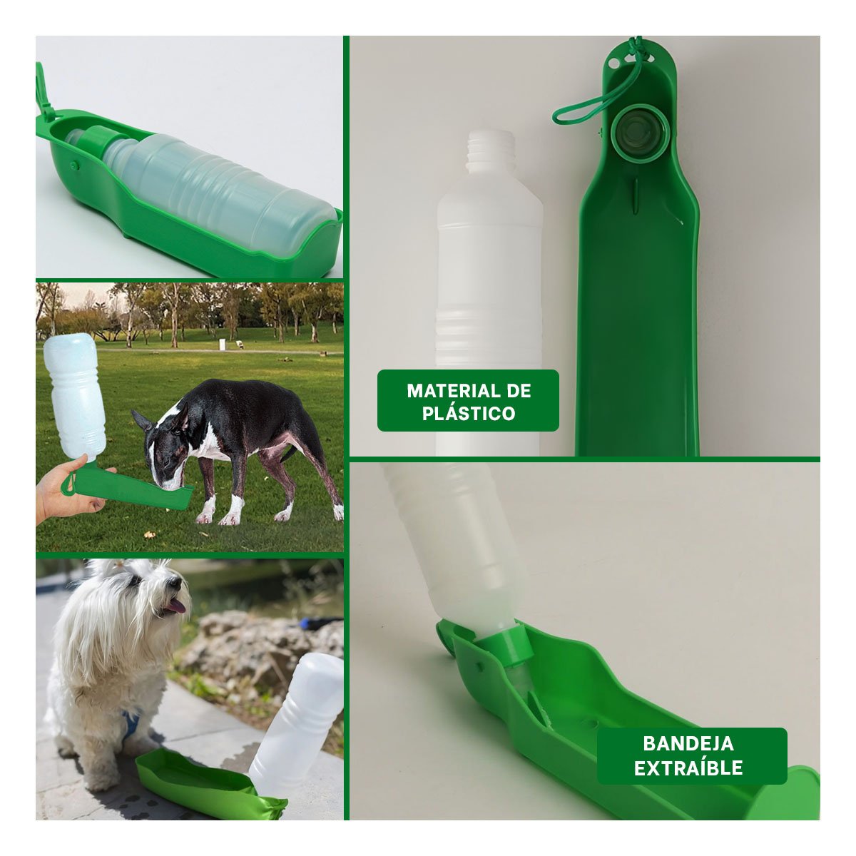 PACK2 BOTELLA COMPACTA VERDE PARA PERRO CON SISTEMA PRACTICO Y SEGURO Y+PAPEL REGALO - 3