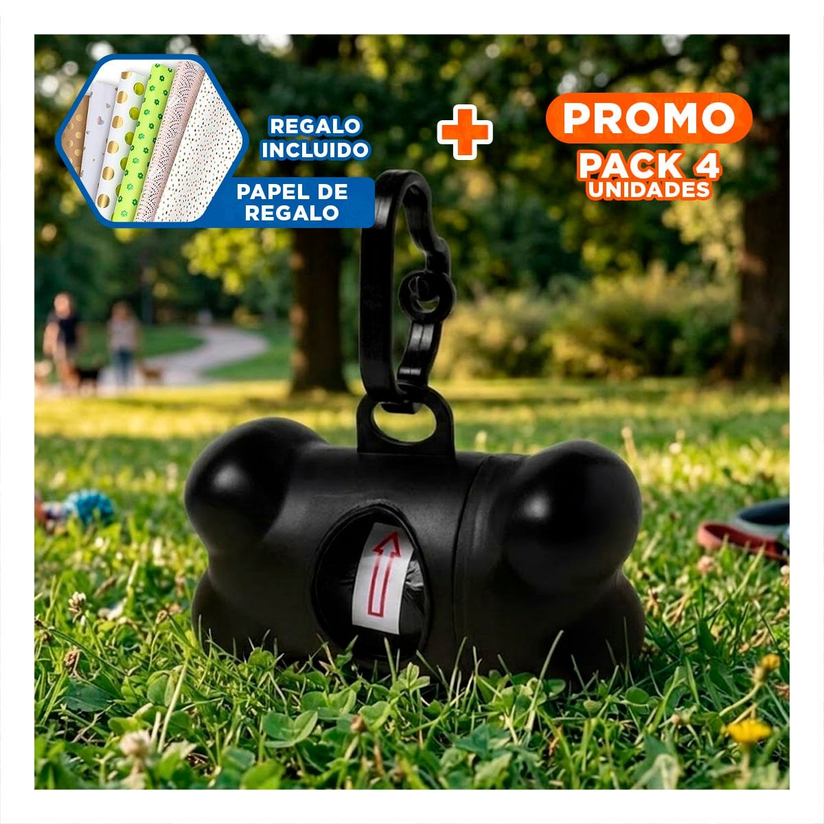 PACK4 ACCESORIO FUNCIONAL NEGRO CON BOLSA DE DESECHO Y PROTECTOR TIPO HUESO Y+PAPEL REGALO - 1