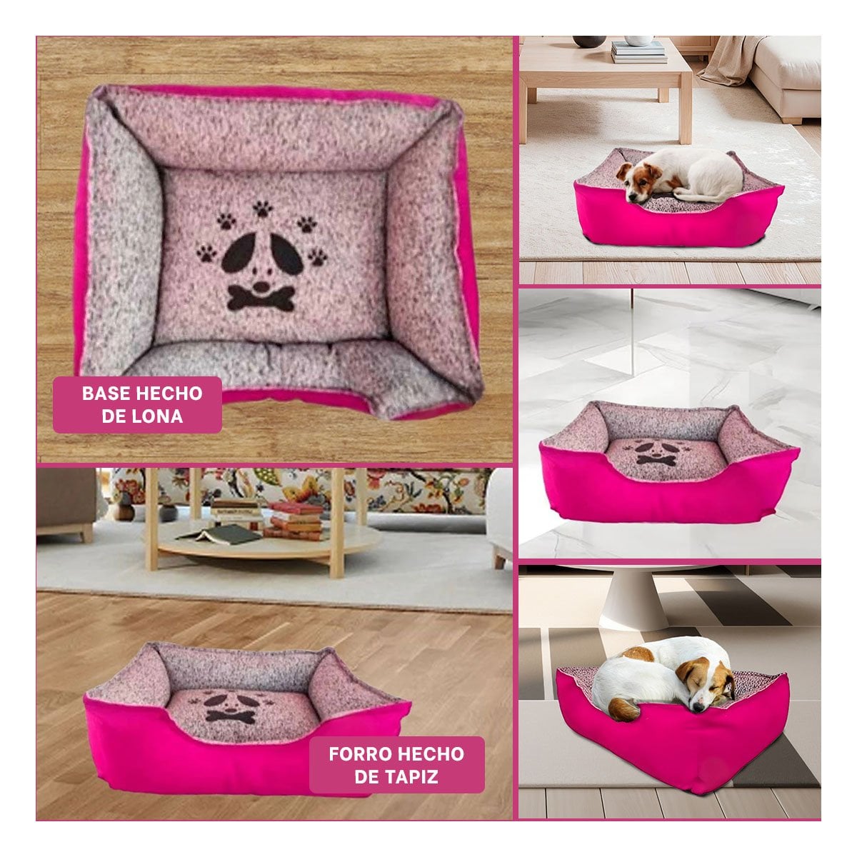 PACK4 COLCHON PARA MASCOTA CON RELLENO UNIFORME TALLA L FUCSIA Y+REGALO STICKER - 2