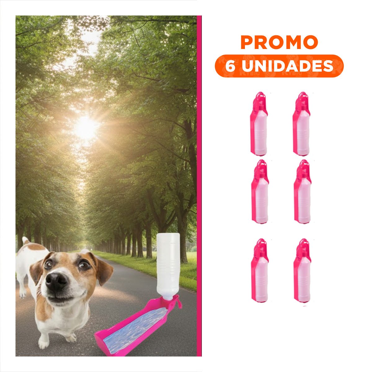 PACK6 SOLUCION COMPACTA ROSADA PARA MASCOTA EN VIAJES Y PASEOS - 1