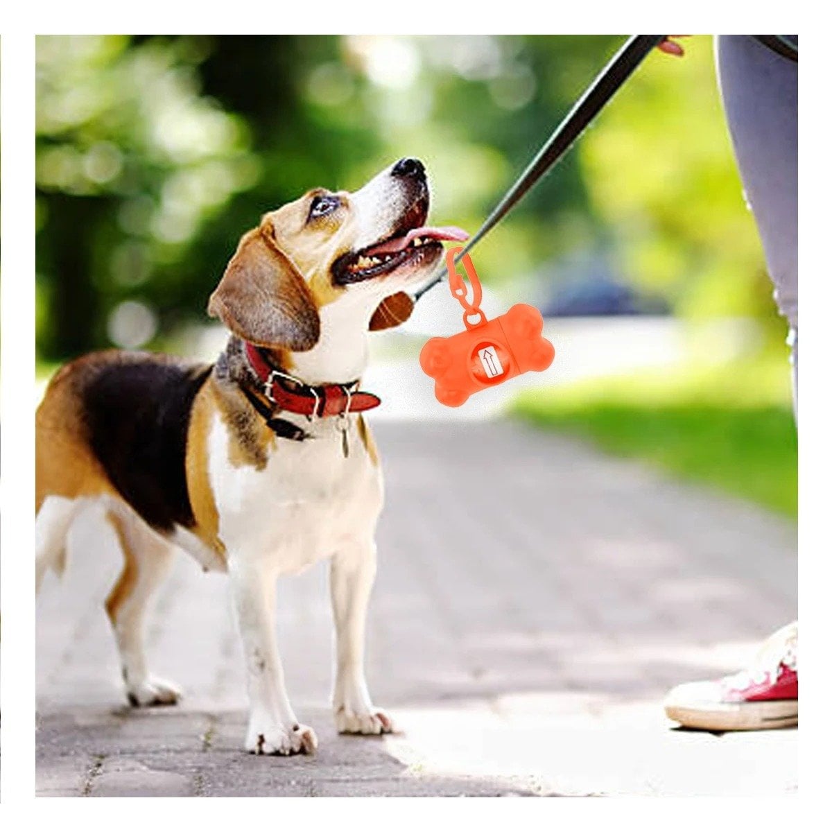 DISPENSADOR DE BOLSA CON PROTECTOR TIPO HUESO ANARANJADO PARA PASEOS - 2