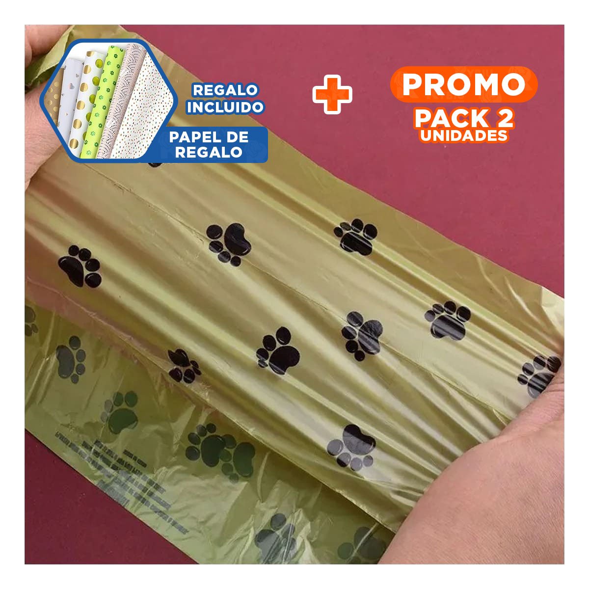 PACK2 ORGANIZADOR VERDE DE BOLSA BIODEGRADABLE PARA USO EXTERIOR Y+PAPEL REGALO - 1