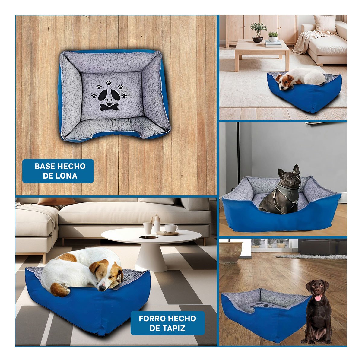 PACK4 ALFOMBRA ACOLCHADA PARA PERRO CON CAPA SUAVE Y FLEXIBLE TALLA L AZUL Y+REGALO STICKER - 2