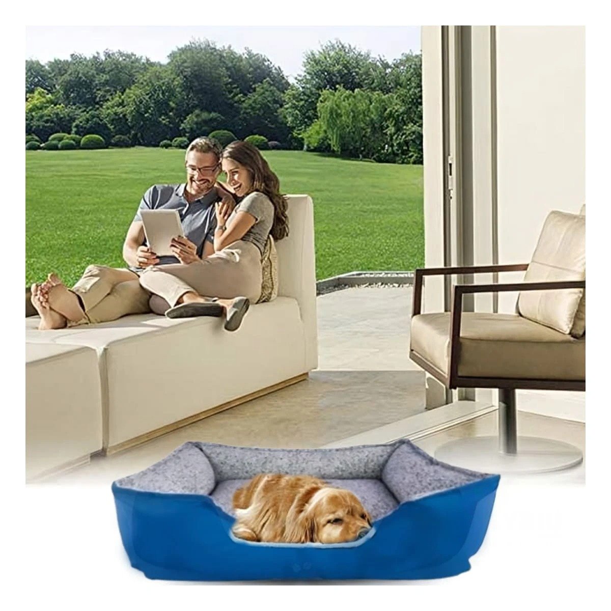PACK4 ALFOMBRA ACOLCHADA PARA PERRO CON CAPA SUAVE Y FLEXIBLE TALLA L AZUL Y+REGALO STICKER - 5