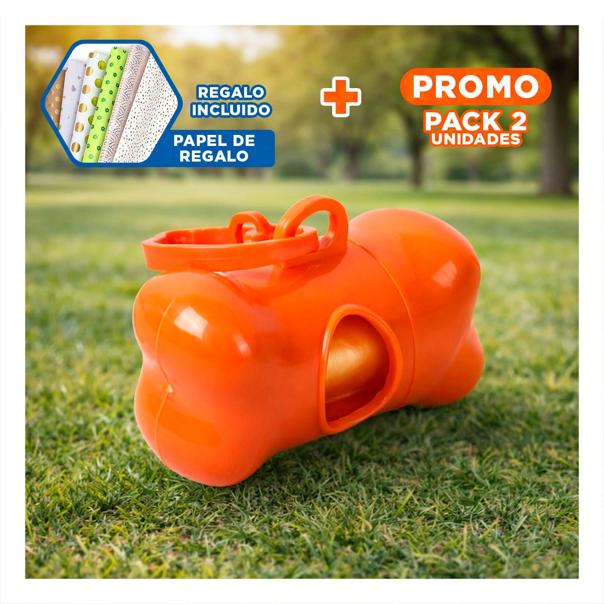 PACK2 ACCESORIO FUNCIONAL CON BOLSA DE DESECHO Y PROTECTOR TIPO HUESO ANARANJADO Y+PAPEL REGALO - 1