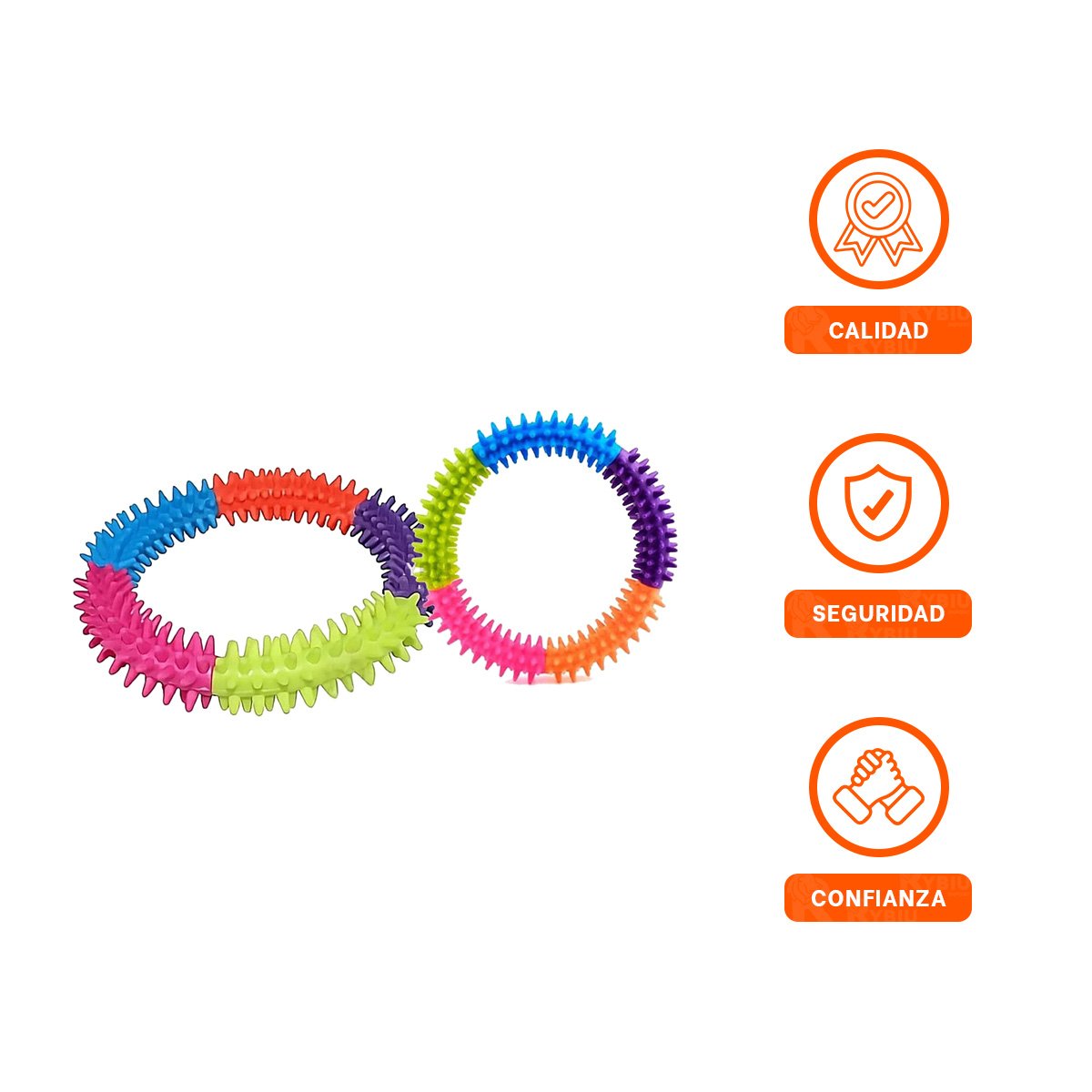 PACK6 JUGUETE PARA ENTRENAMIENTO DIARIO DE JEBE PUNTEADO DE COLORES Y+REGALO STICKER - 2