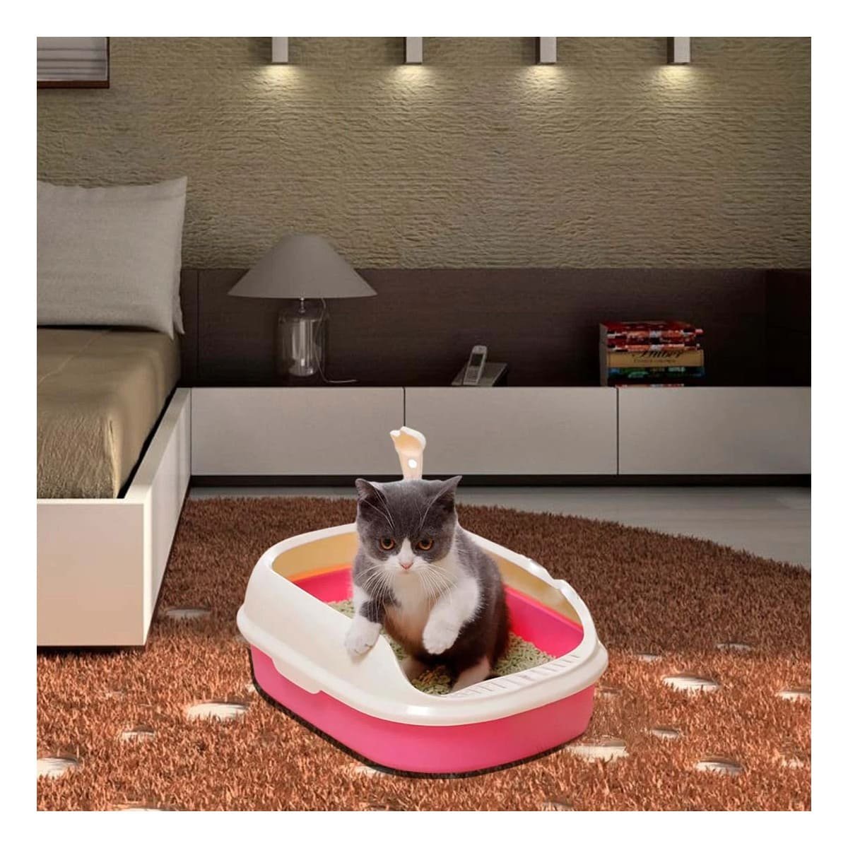PACK4 ESTACION ROSADO PARA GATO CON LADOS MEDIOS ALTOS MAS PALA CERNIDORA - 5