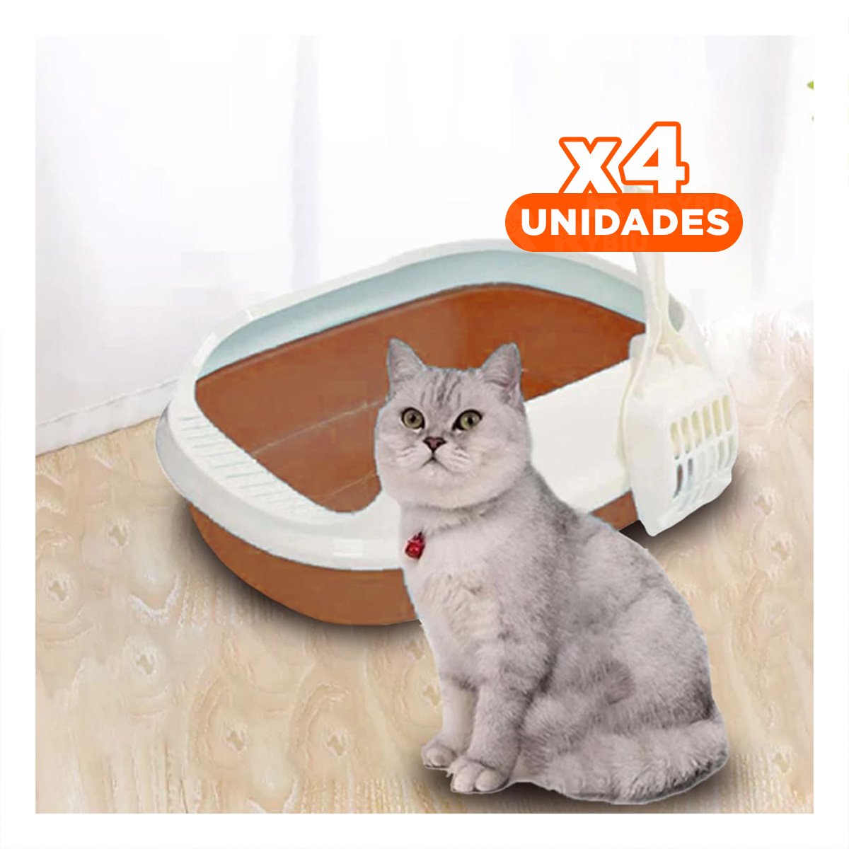 PACK4 ESTACION MARRON PARA GATO CON LADOS MEDIOS ALTOS MAS PALA CERNIDORA - 1