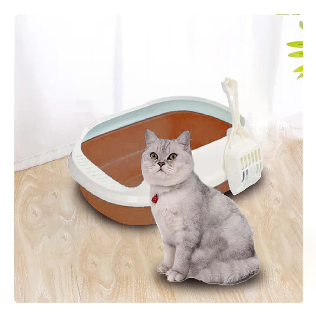 PACK4 ESTACION MARRON PARA GATO CON LADOS MEDIOS ALTOS MAS PALA CERNIDORA - 3