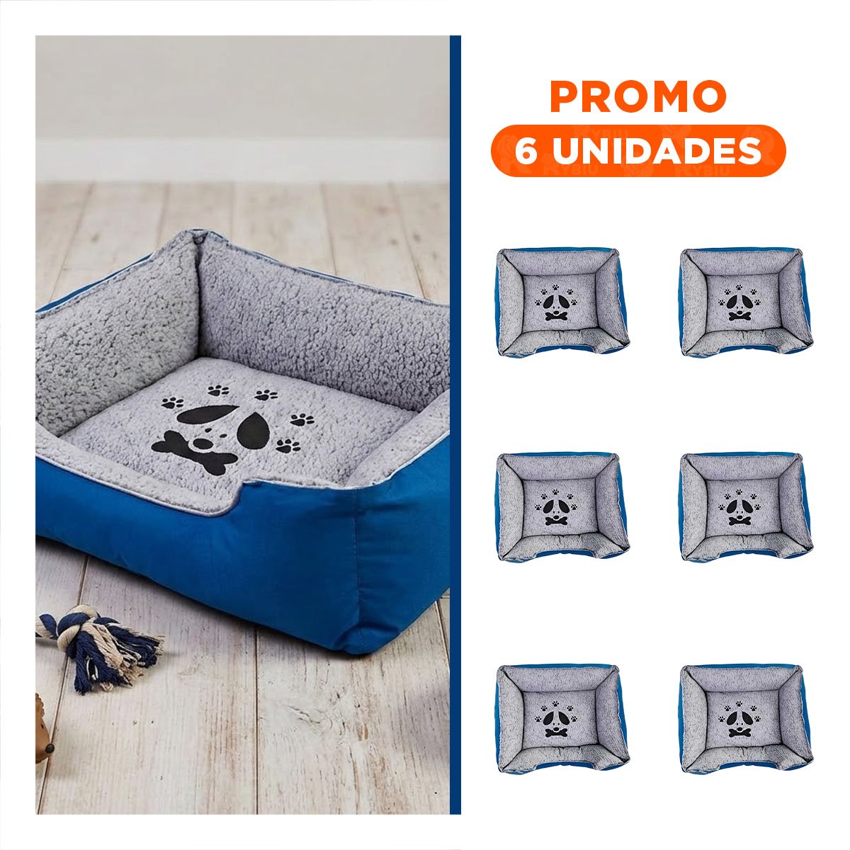 PACK6 ALFOMBRA ACOLCHADA PARA PERRO FORMATO PRACTICO PARA EL HOGAR TALLA L AZUL - 1
