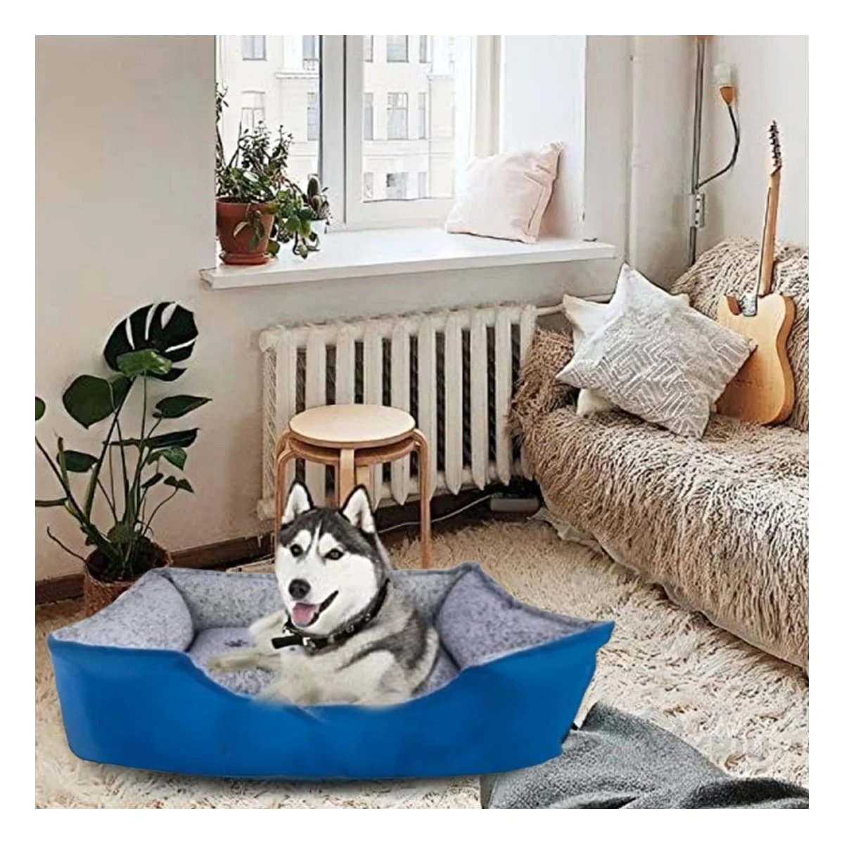 PACK6 ALFOMBRA ACOLCHADA PARA PERRO FORMATO PRACTICO PARA EL HOGAR TALLA L AZUL - 2