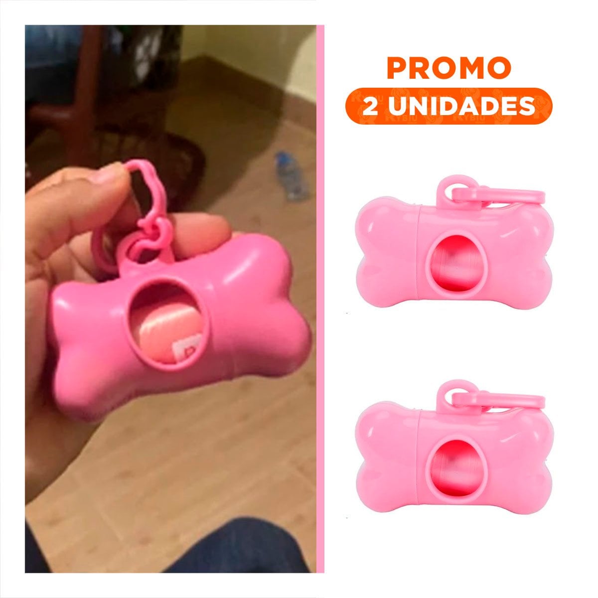 PACK2 ORGANIZADOR HIGIENICO ROSADO CON BOLSA DE DESECHO Y PROTECTOR TIPO HUESO - 1