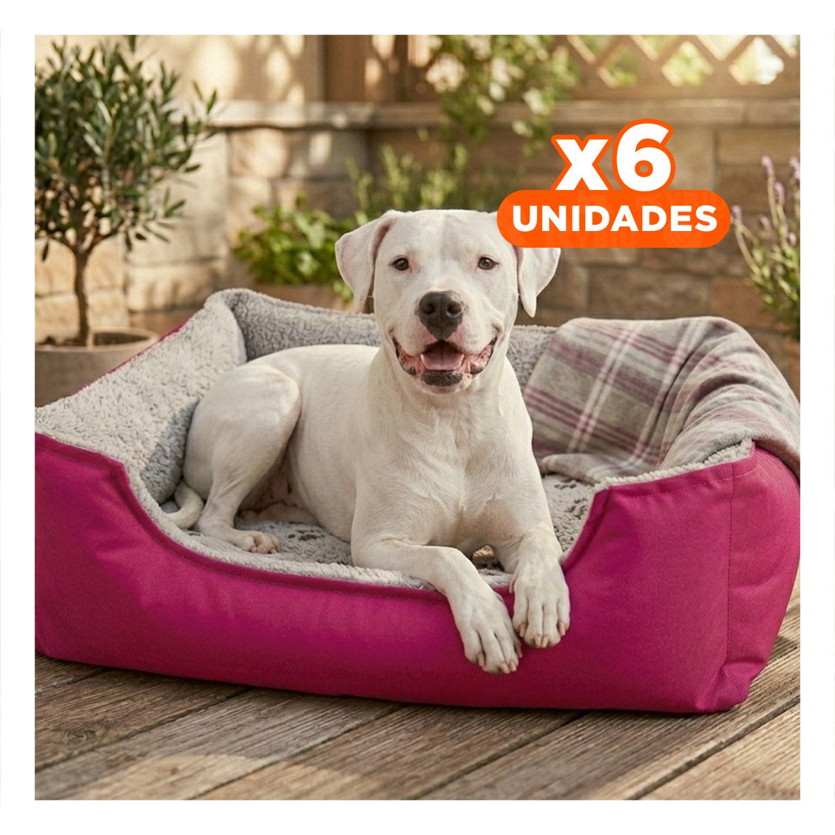 PACK6 COLCHON PARA MASCOTA BASE DURABLE PARA USO CONTINUO TALLA L FUCSIA Y+REGALO STICKER - 1