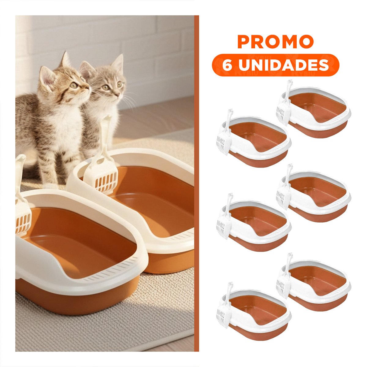 PACK6 UNIDAD MARRON PARA GATO CON LADOS MEDIOS ALTOS MAS PALA CERNIDORA - 1
