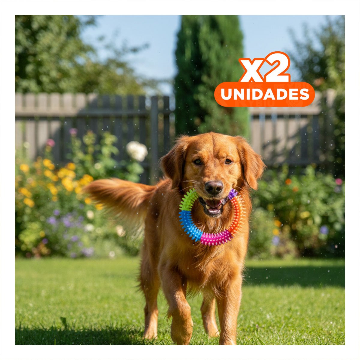 PACK2 JUGUETE PARA PERROS ACTIVOS DE JEBE PUNTEADO DE COLORES Y+REGALO STICKER - 1