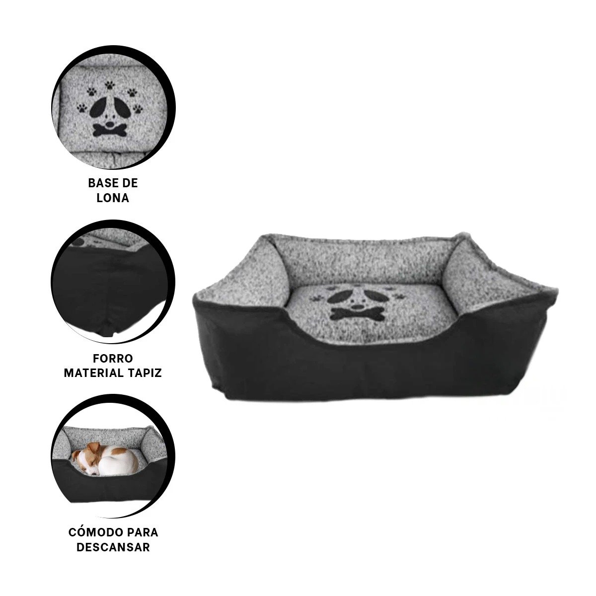 PACK6 ESPACIO DE DESCANSO PARA PERRO TELA DURABLE PARA INTERIOR TALLA L NEGRO Y+REGALO STICKER - 2