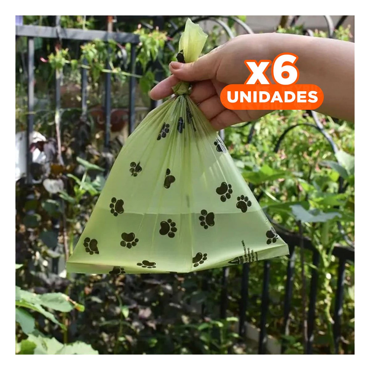 PACK6 IMPLEMENTO VERDE DE BOLSA BIODEGRADABLE PARA PASEO DIARIO Y+REGALO STICKER - 1