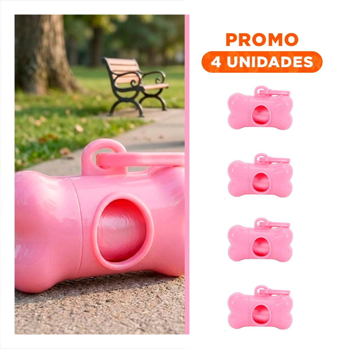 PACK4 MODULO HIGIENICO CON BOLSA DE DESECHO Y PROTECTOR TIPO HUESO ROSADO Y+REGALO STICKER - 1