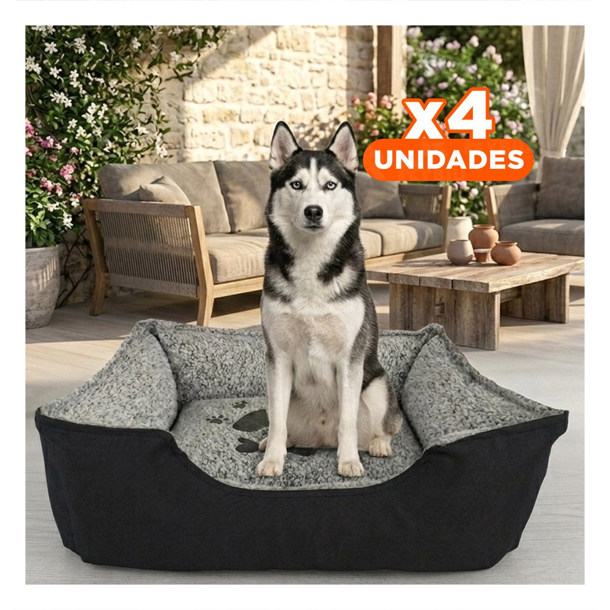 PACK4 COLCHONETA PARA PERRO SUPERFICIE ACOLCHADA Y SUAVE TALLA L NEGRO - 1