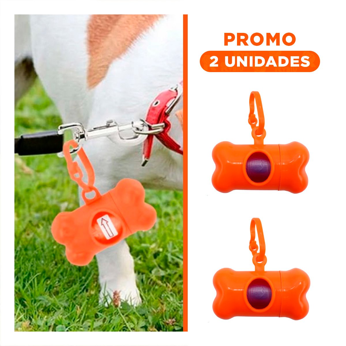PACK2 EQUIPO PRACTICO CON BOLSA DE DESECHO Y PROTECTOR TIPO HUESO ANARANJADO - 1