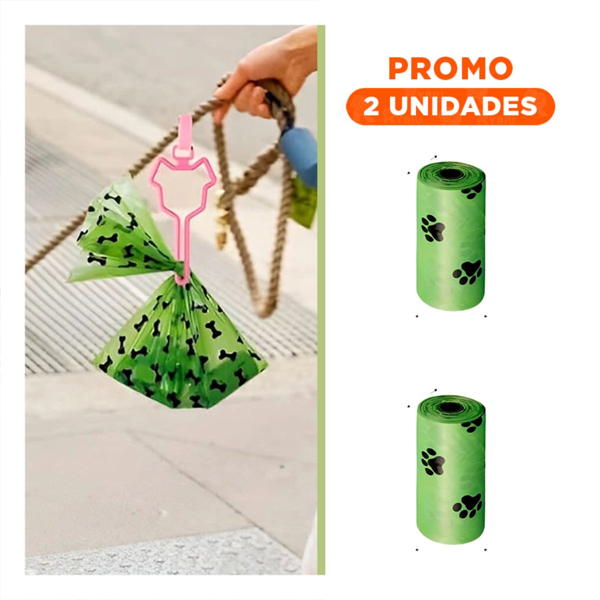 PACK2 PORTA BOLSA VERDE BIODEGRADABLE PARA PASEO DIARIO - 1