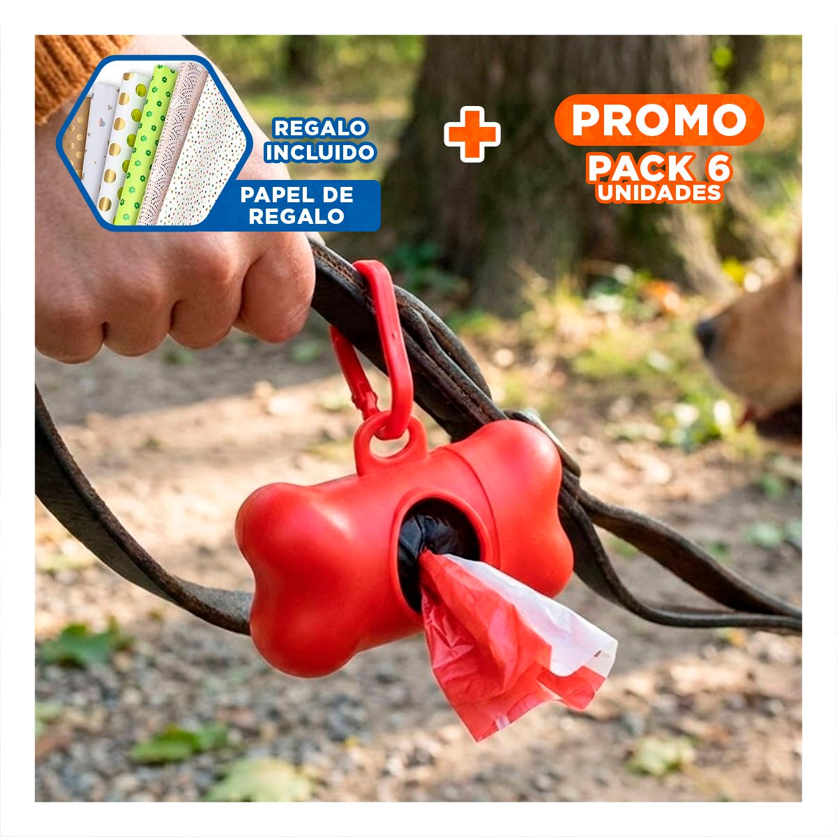 PACK6 EQUIPO PORTATIL ROJO CON BOLSA DE DESECHO Y PROTECTOR TIPO HUESO Y+PAPEL REGALO - 1