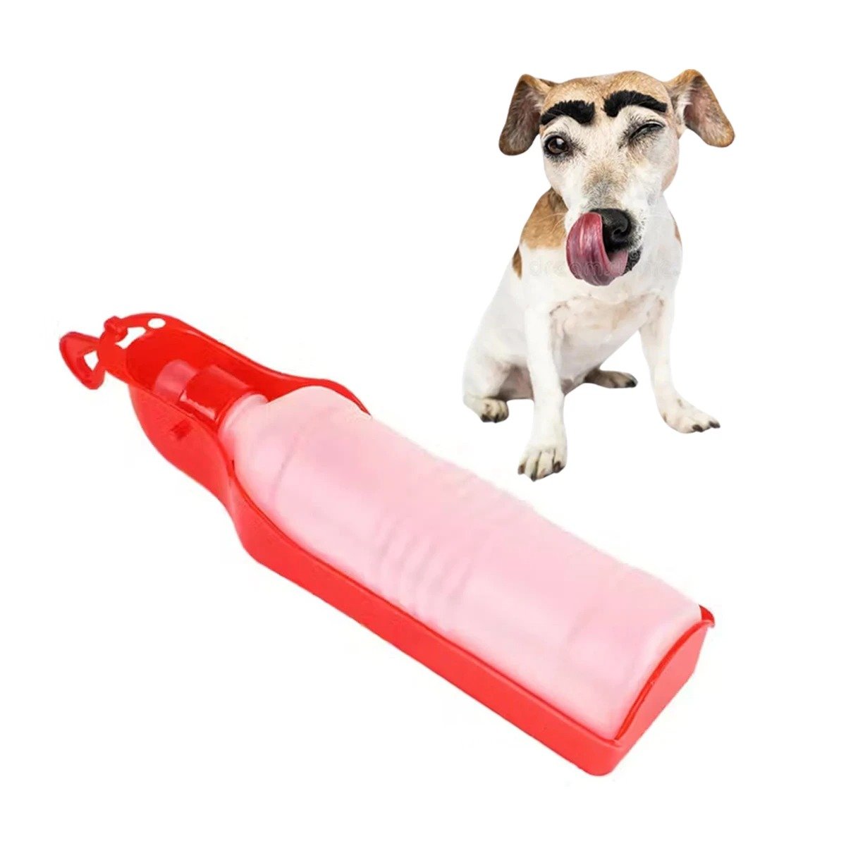 PACK4 BOTELLA COMPACTA ROJA PARA PERRO CON SISTEMA PRACTICO Y SEGURO Y+PAPEL REGALO - 3