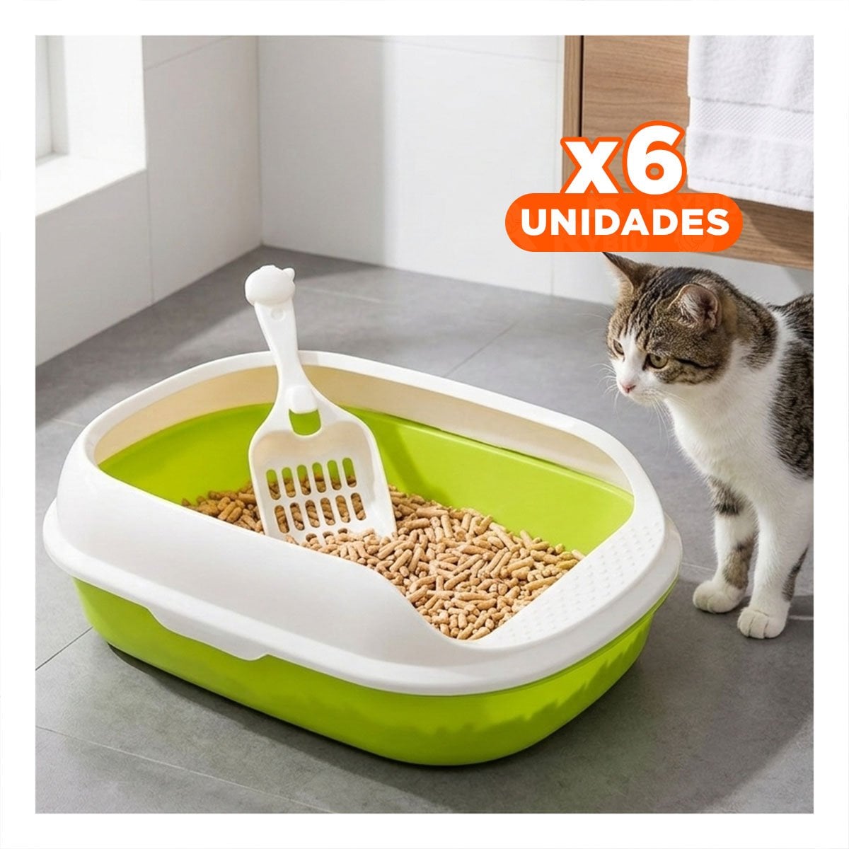 PACK6 ESPACIO VERDE PARA GATO CON LADOS MEDIOS ALTOS MAS PALA CERNIDORA Y+REGALO STICKER - 1