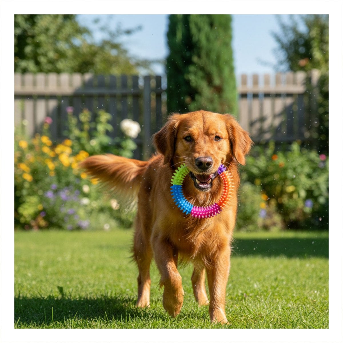 PACK2 JUGUETE CLASICO PARA PERROS DE JEBE PUNTEADO DE COLORES - 2