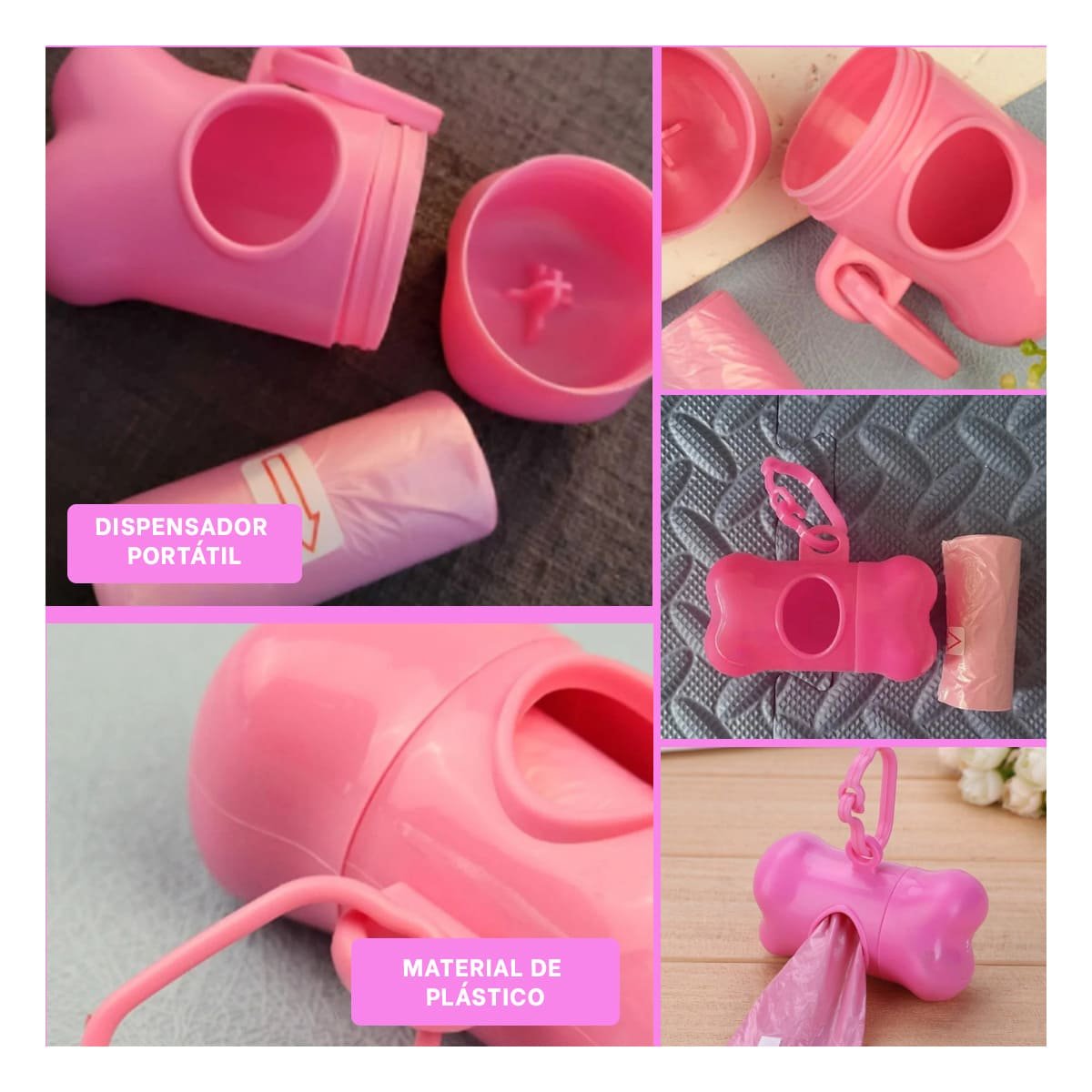KIT HIGIENICO CON BOLSA DE DESECHO Y PROTECTOR TIPO HUESO ROSADO - 5